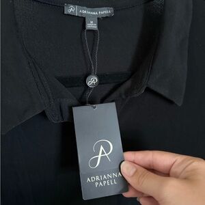 NWT Adrianna Papell Classic Black Collared Top